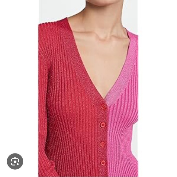 STAUD Two-Tone Pink and Red Long Sleeve Dress - Picture 8 of 14